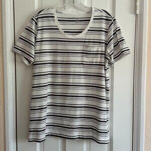 Muji Charcoal and white striped tee